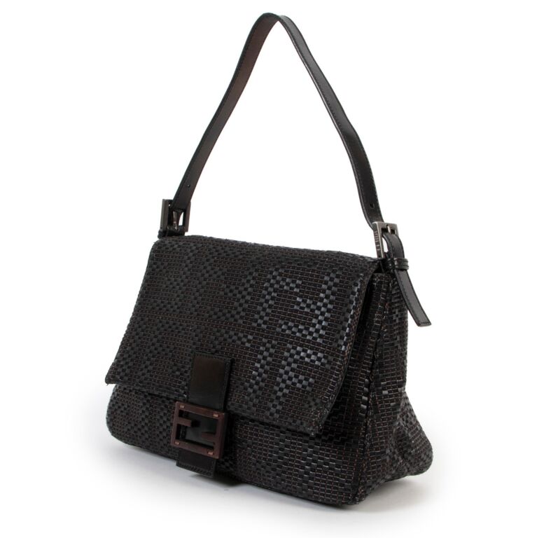 Fendi Woven Leather Zucca Mamma Baguette Bag ○ Labellov