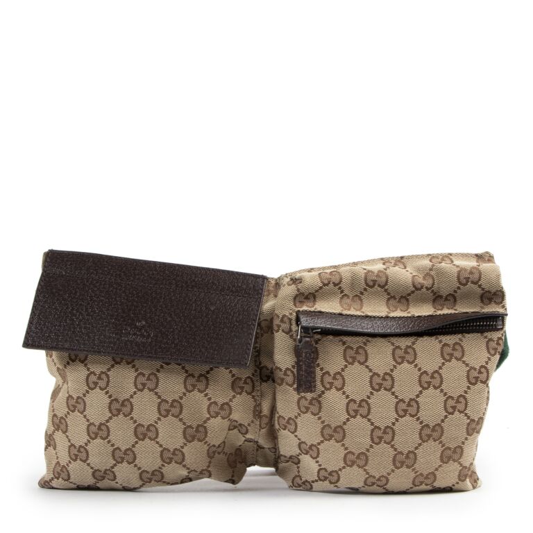 Gucci Beige Monogram GG Web Belt Bag Labellov Buy and Sell Authentic Luxury