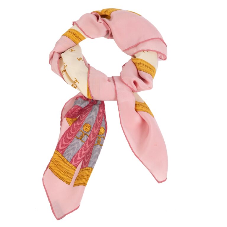 Chanel White Pink Monogram Scarf ○ Labellov ○ Buy and Sell Authentic Luxury