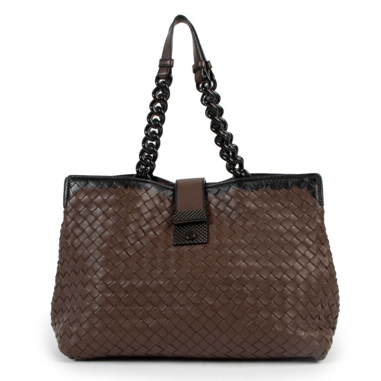 Bottega Veneta Intrecciato Shoulder Bag Brown Leather ref.138432