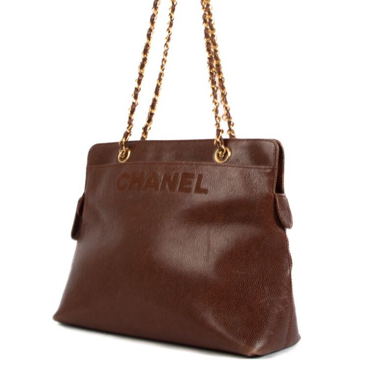 Chanel Brown Logo Vintage Tote Bag ○ Labellov ○ Buy and