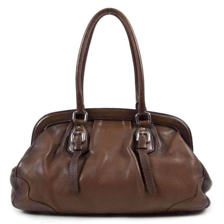 Prada Brown Two Tone Leather Frame Bag Labellov Buy and Sell