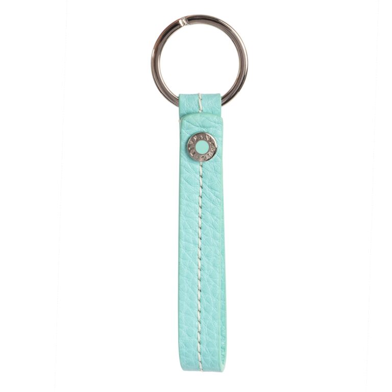 Tiffany Co Blue Leather Snap Loop Keychain Labellov Buy