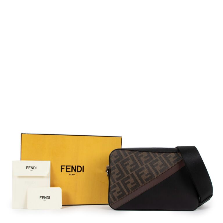 Fendi Compact Camera Case In ROMA Logo FF Motif Fabric White