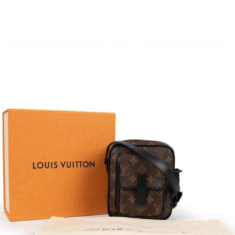 Louis Vuitton Brown Monogram Macassar Coated Canvas Mini Christopher Wearable Wallet Black Hardware, 2020 (Like New), Handbag