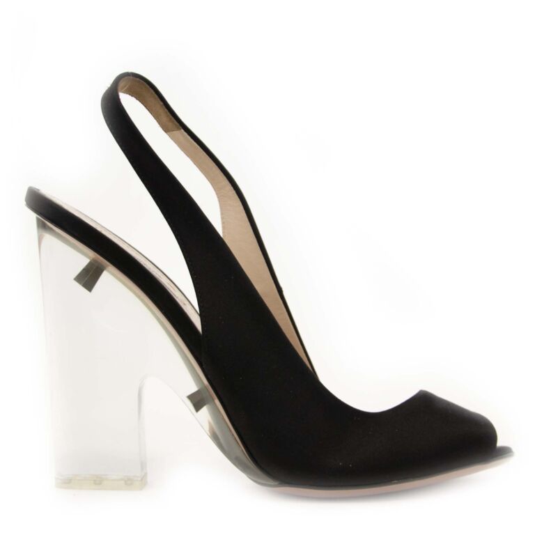 Prada Black Peep Toe Transparent Heels size 39 Labellov Buy and Sell Authentic Luxury