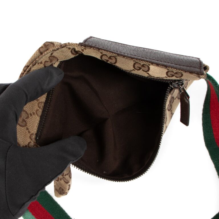 ショルダーバッグ Gucci Original Gg Canvas Small Belt Bag GUCCI GG SUPREME CANVAS SMALL BELT BAG IN BEIGE/BLACK