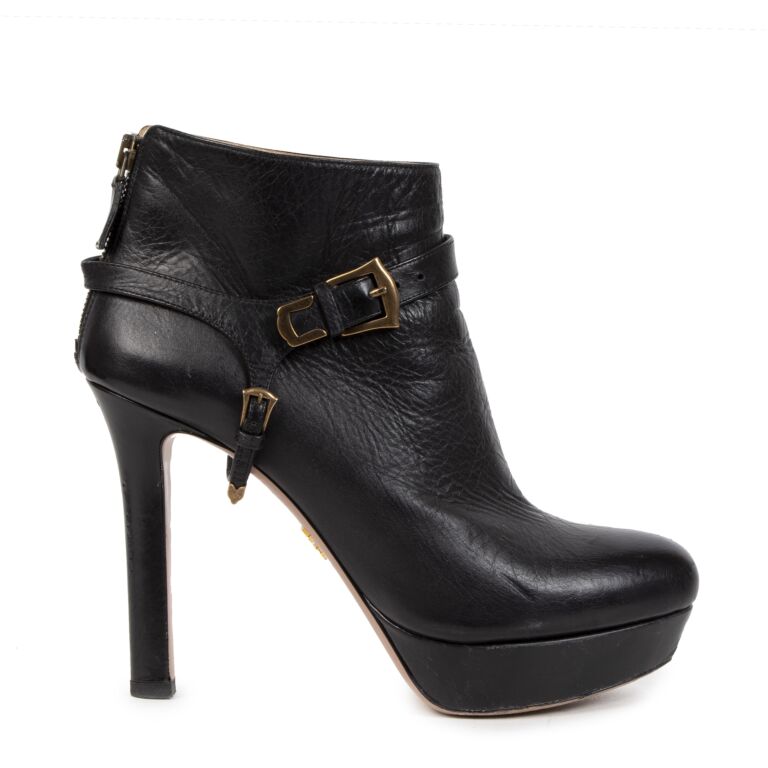 Prada leather platform ankle boots new arrivals