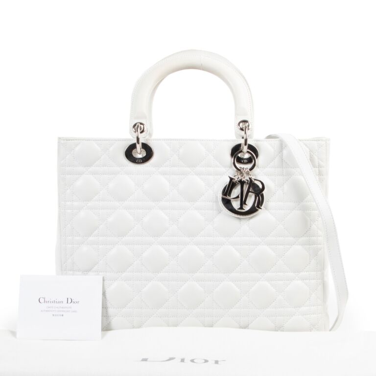 Large lady dior lambskin bag best sale price