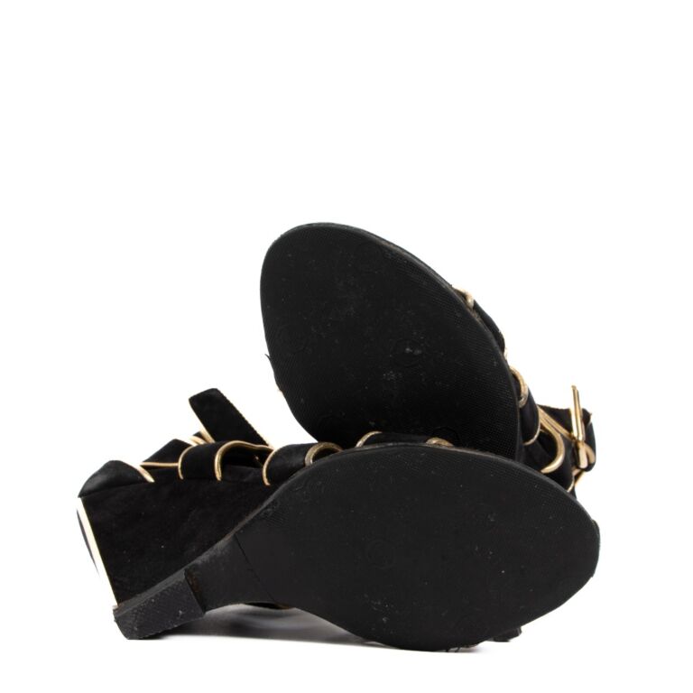 Christian Louboutin Womens Wedge Sandal Black / Gold EU 36 / UK 3 – Luxe  Collective