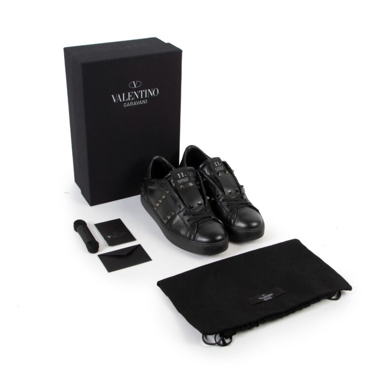 Valentino Garavani Black Rockstud Untitled Sneakers - Size 38 ○ Labellov Buy and Sell Authentic Luxury