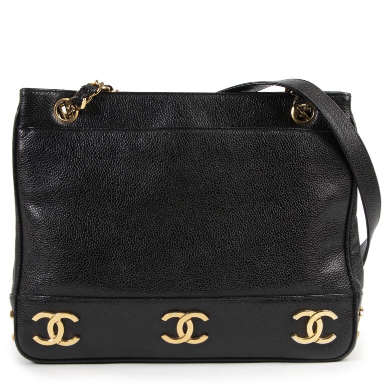 Chanel Vintage CC Leather Tote Shoulder Bag ○ Labellov ○ Buy and