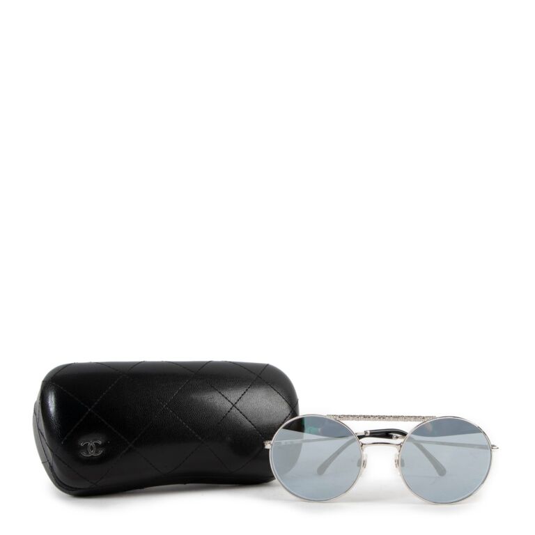 CHANEL SUNGLASSES Black and Silver Metal 4115 c.127/87 Shades