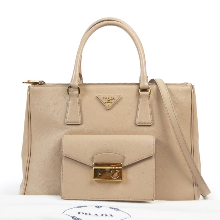 AUTHENTIC Prada Saffiano Galleria Front Pocket Tote Tamaris