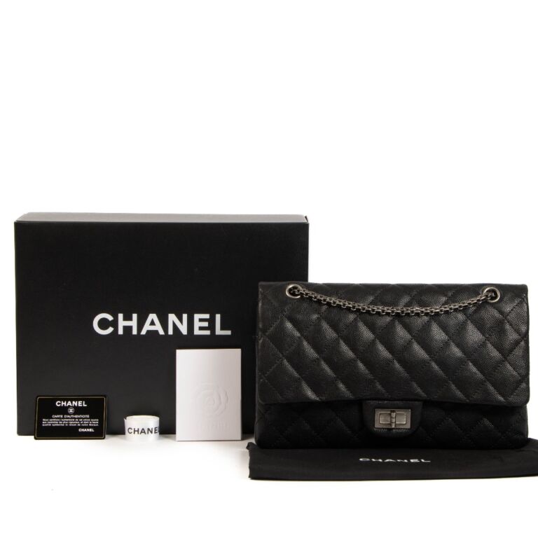 Chanel 2.55 black caviar deals
