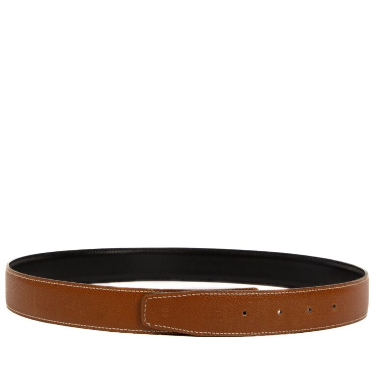 Herm s Black Gold Leather Belt Strap Size 80 Labellov Buy