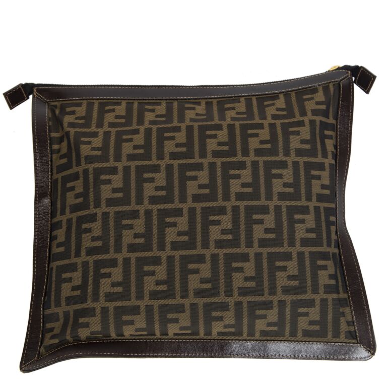 Fendi Zucca Flat Pouch Clutch Labellov Buy and Sell Authentic Luxury