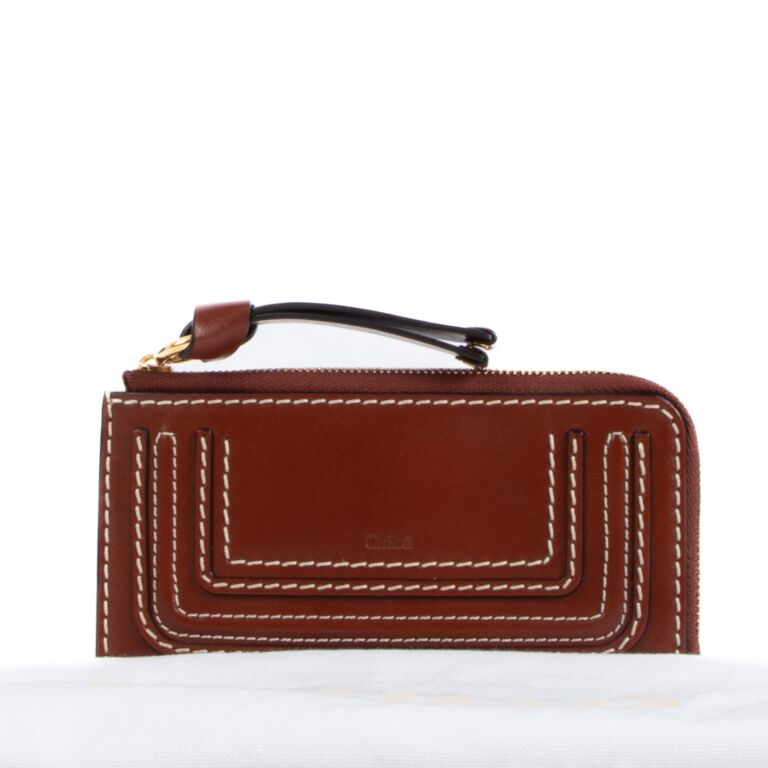 【CHLOE】MARCIE CARDCASE Chloé Marcie Card Holder In Grained Leather in Light tan