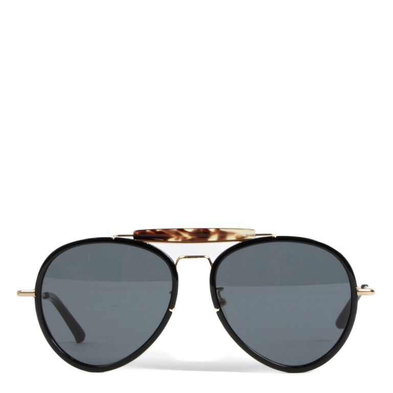 Dries Van Noten Black Tortoise Aviator Sunglasses Labellov Buy and Sell ...