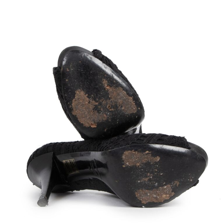 Dolce & Gabbana Black Lace Mesh Peep-Toe Pumps - size 38