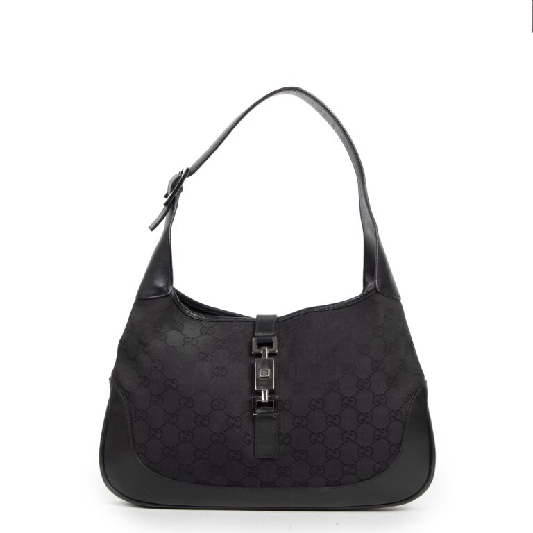 Gucci Jackie Black GG Monogram Canvas Leather Shoulder Bag ○ Labellov ○ Buy  and Sell Authentic Luxury