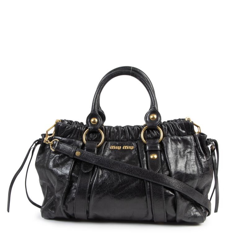 Miu Miu Black Leather Vitello Lux Bag Labellov Buy and Sell Authentic Luxury