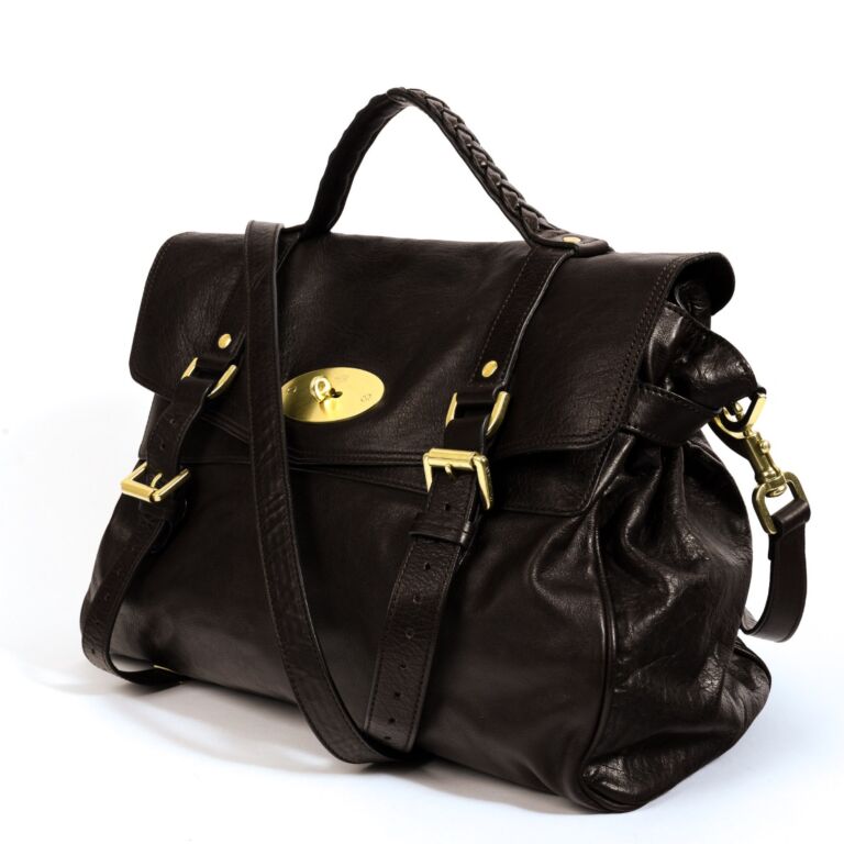 Mulberry Oversized Alexa Chocolate Brown Soft Buffalo Labellov Buy and Sell Authentic Luxury