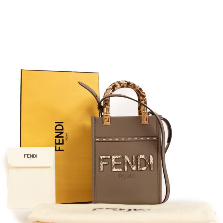 ☆FENDI☆ Mini SUNSHINE Shopper 2wayバッグ BROWN×WHITE♪ Fendi Mini Sunshine | eBay