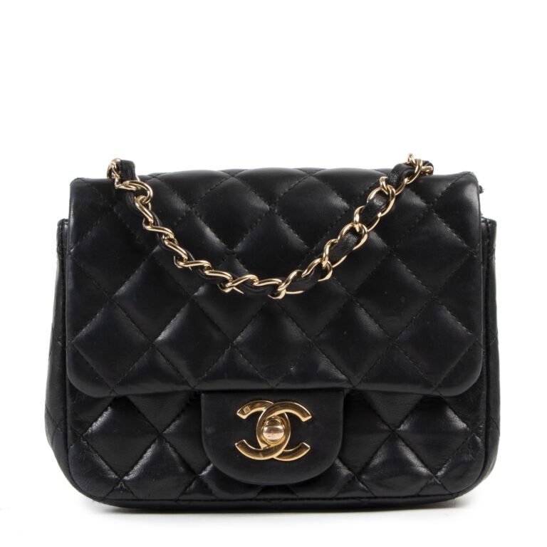 Chanel - Black Quilted Lambskin Classic Square Flap Mini