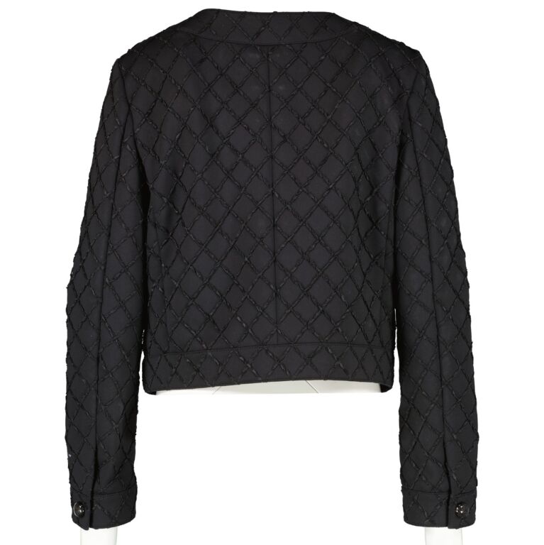 Chanel 15P Black Neoprene Quilting Stitched Jacket - size 42