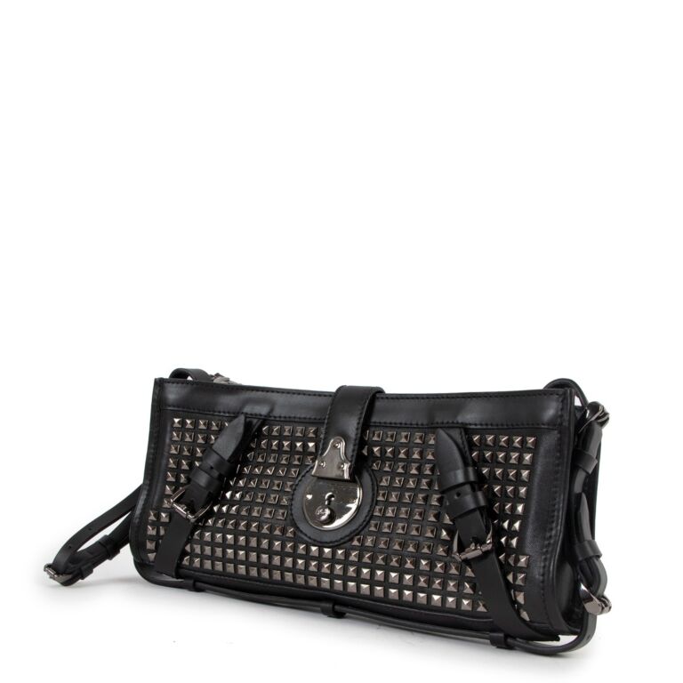 Burberry Prorsum Black Leather Studded Knight Clutch Labellov Buy and Sell Authentic Luxury