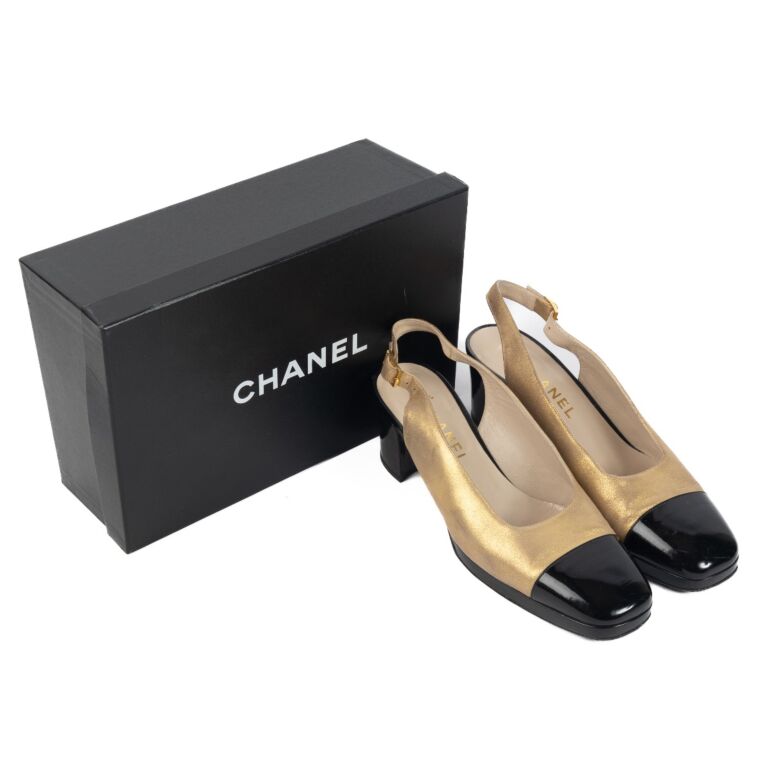 Chanel Gold Slingback Pumps size 39 5 Labellov Buy and