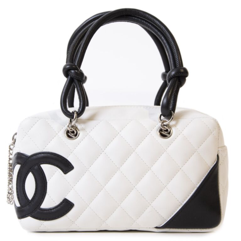 Chanel White Black Cambon Ligne Leather Shoulder Bag Labellov