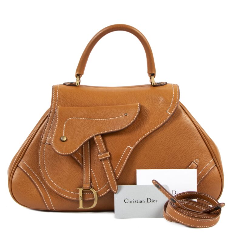 Christian Dior Cognac Leather Saddle Messenger Bag Labellov
