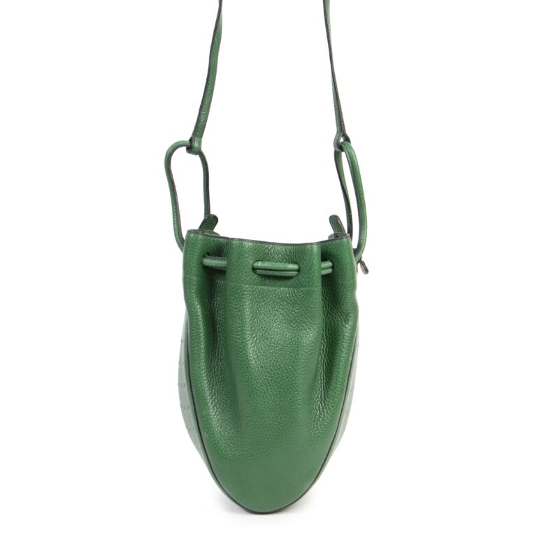 Green leather online bucket bag