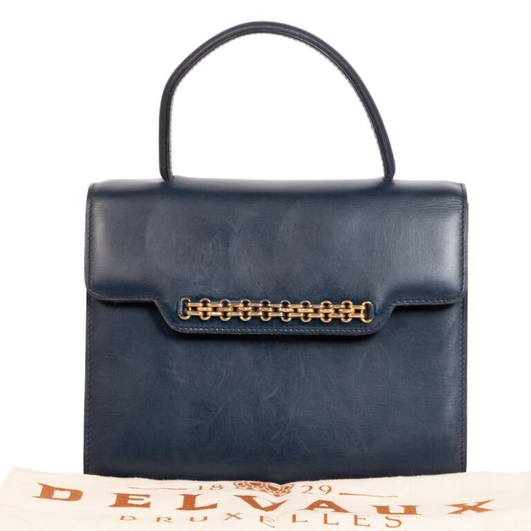 Delvaux Vintage Blue Top Handle Bag Labellov Buy and Sell Authentic Luxury