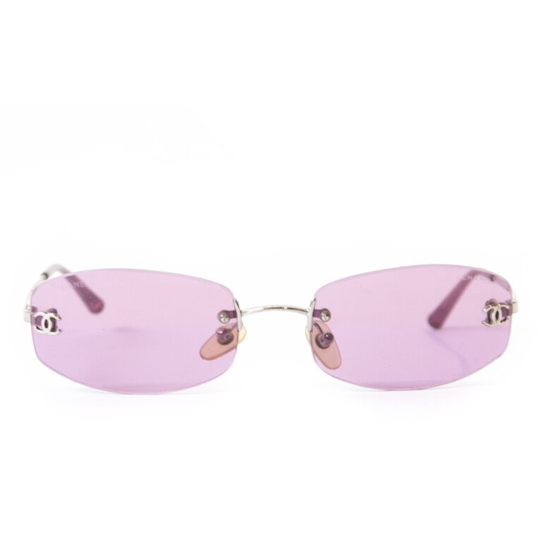 Chanel Pink Rimless CC Aviator Sunglasses Labellov Buy and