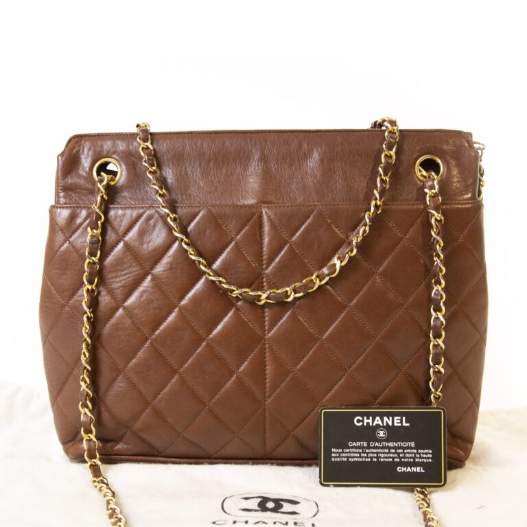 Chanel Vintage Brown Leather Classic Tote Bag ○ Labellov ○ Buy