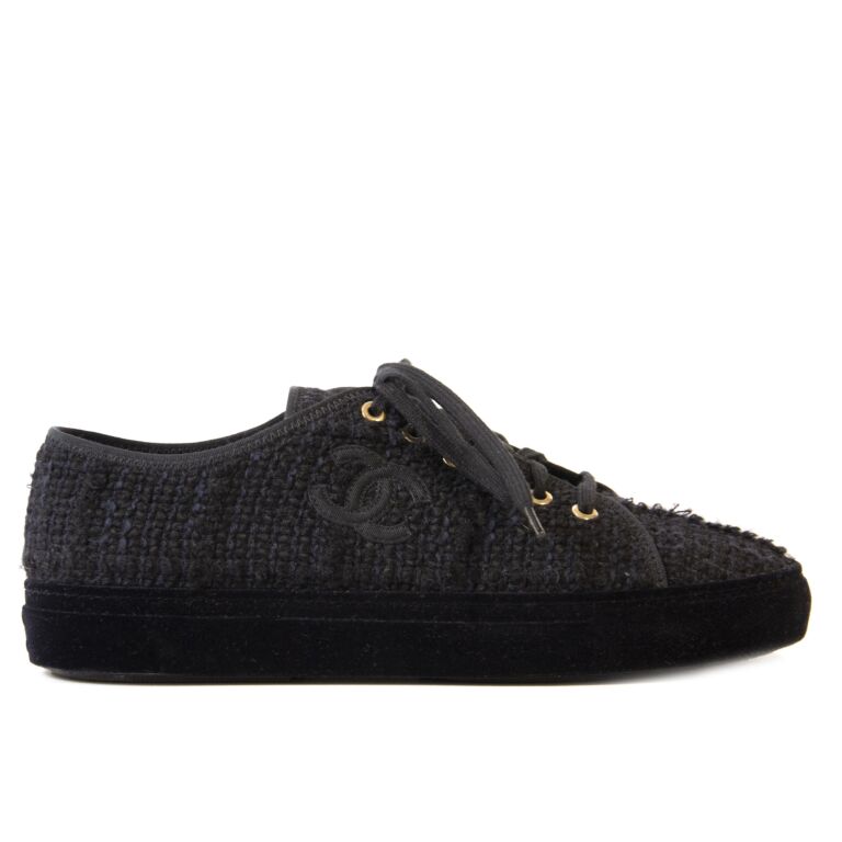 Chanel Black Tweed Sneakers Size 39 5 Labellov Buy and