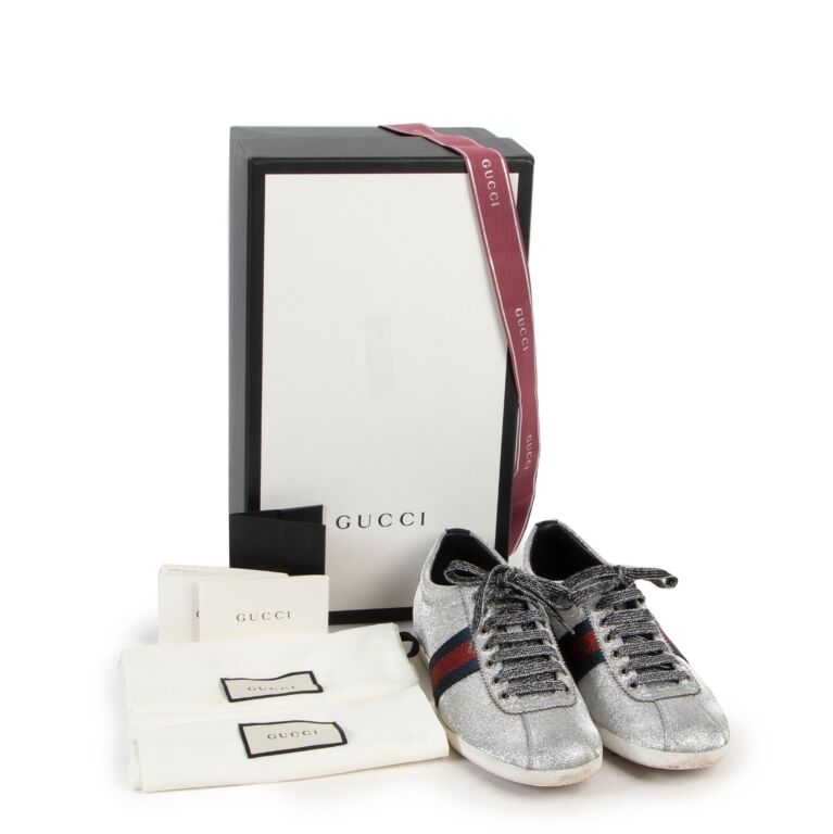 Gucci glitter web stud sneakers top