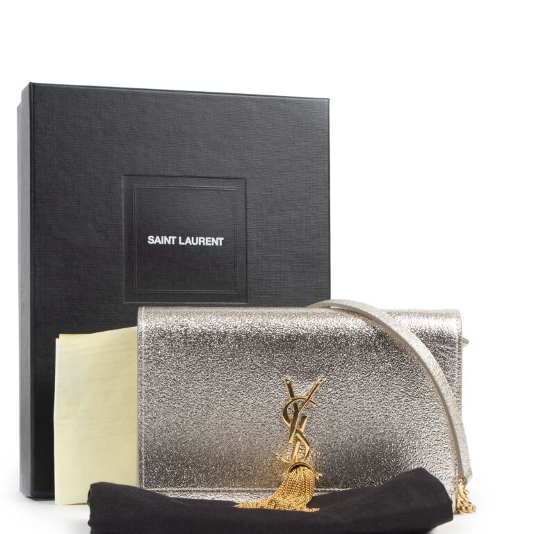 Saint Laurent Cassandre Evening Clutch Metallic Gold in Leather