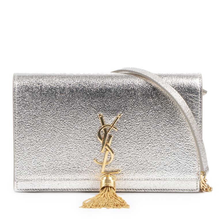 Saint Laurent Cassandre Tassel Silver Metallic Small Crossbody Bag Labellov Buy and Sell Authentic Luxury