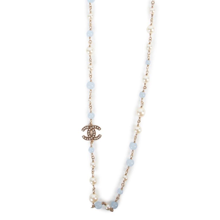 Chanel Spring 2018 Pearl And Blue Bead Necklace Labellov Buy