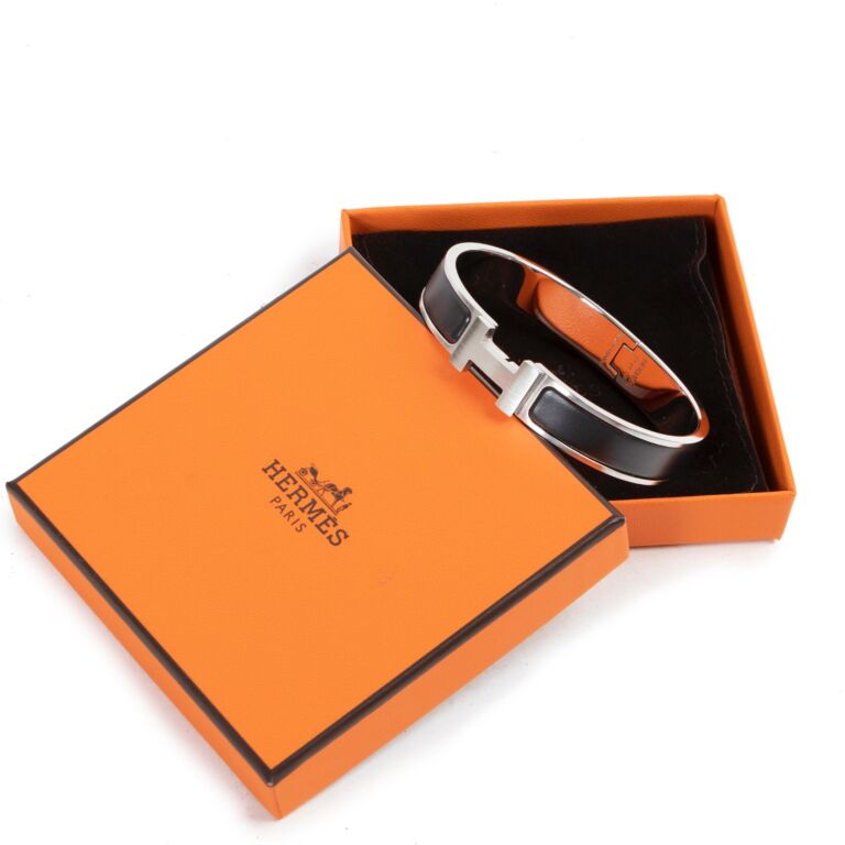 Herm s Black Silver Clic H Bracelet Size GM Labellov Buy
