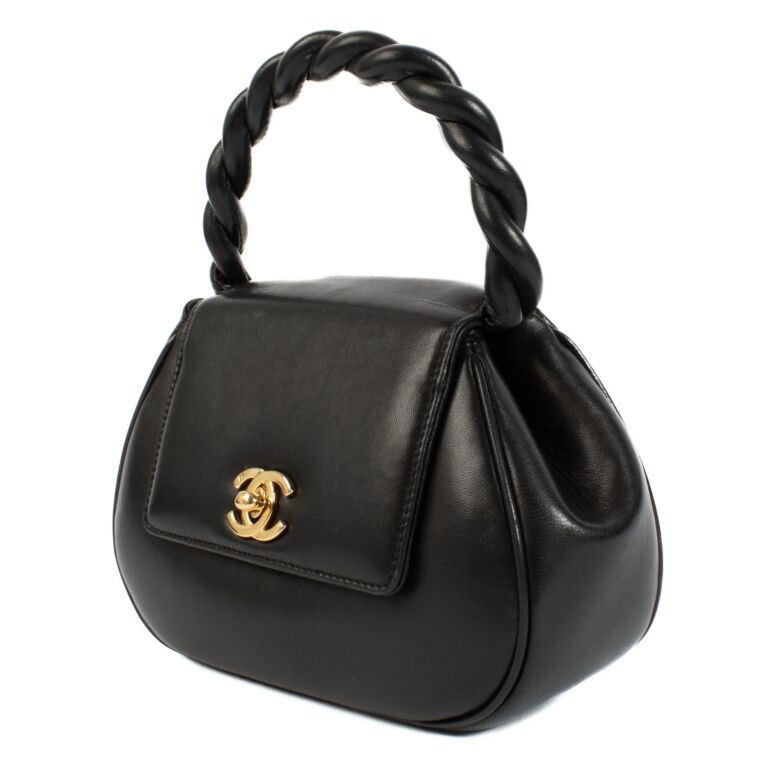 Chanel Black Lambskin Braided Handle Mini Bag ○ Labellov ○ Buy