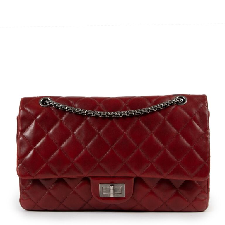 Chanel Burgundy 2.55 Reissue Quilted Patent Leather 227 Jumbo Flap Bag