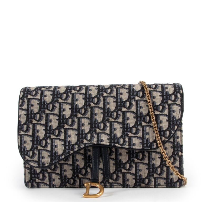 Dior Blue Oblique Jacquard Saddle Pouch Labellov Buy and