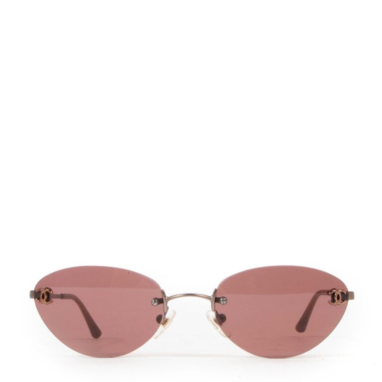 Chanel Vintage Brown CC Oval Shaped Sunglasses ○ Labellov