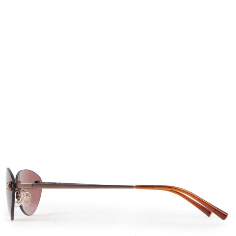 CHANEL サングラス 4003 ココマーク オーバル ブラウン メタル Chanel Vintage Brown CC Oval Shaped Sunglasses ○ Labellov