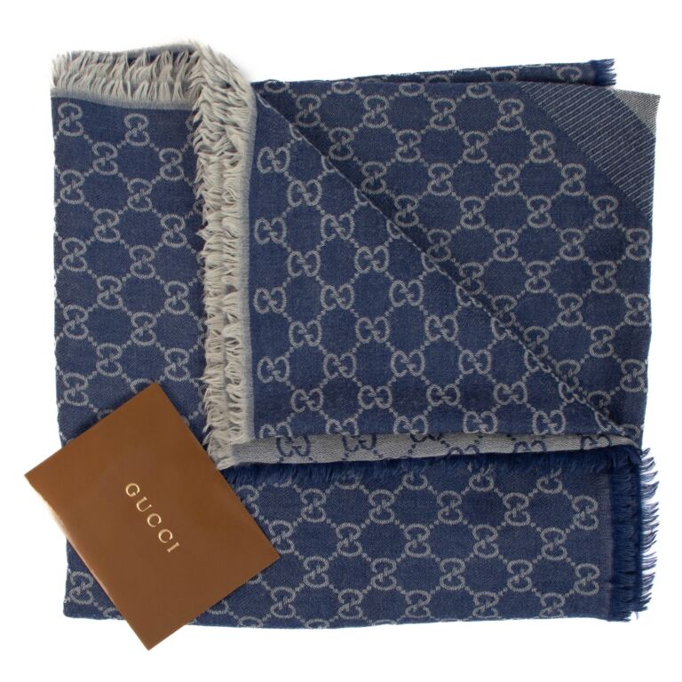 Gucci scarf blue on sale